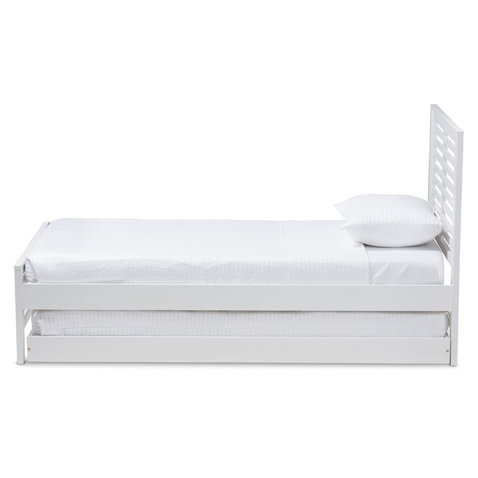 Baxton Studio Sedona White Wood Twin Platform Bed with Trundle