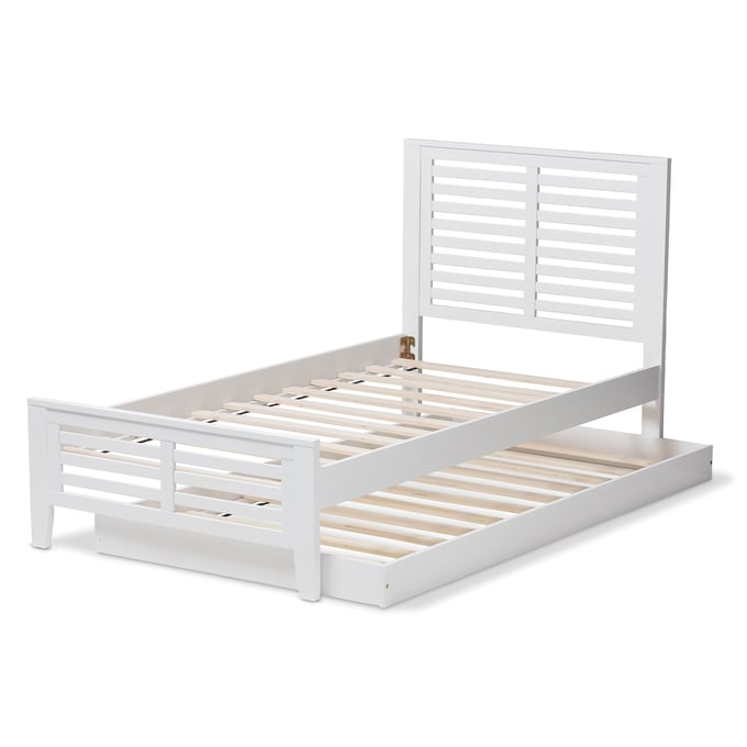 Baxton Studio Sedona White Wood Twin Platform Bed with Trundle