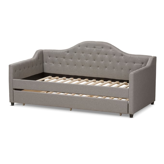 Baxton Studio Perry Light Grey Fabric Daybed with Trundle BAX-CF8940-LIGHT-GREY-DAYBED