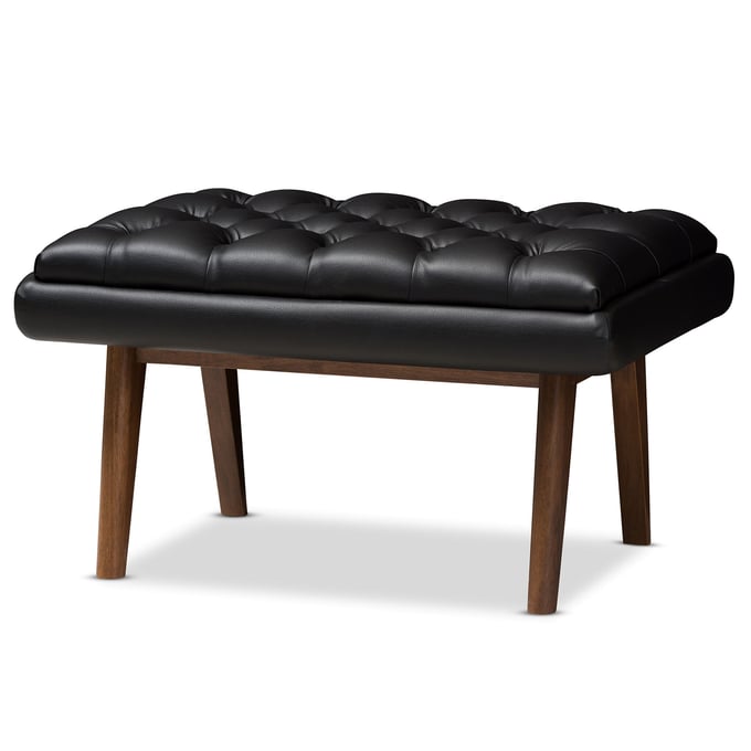 Baxton Studio Annetha Black Faux Leather Upholstered Ottoman BAX-BBT5273-PINE-BLACK-STOOL