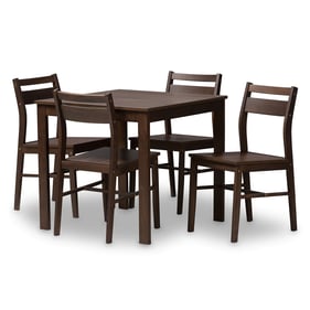 Baxton Studio Lovy Espresso Brown Wood 5pc Dining Set