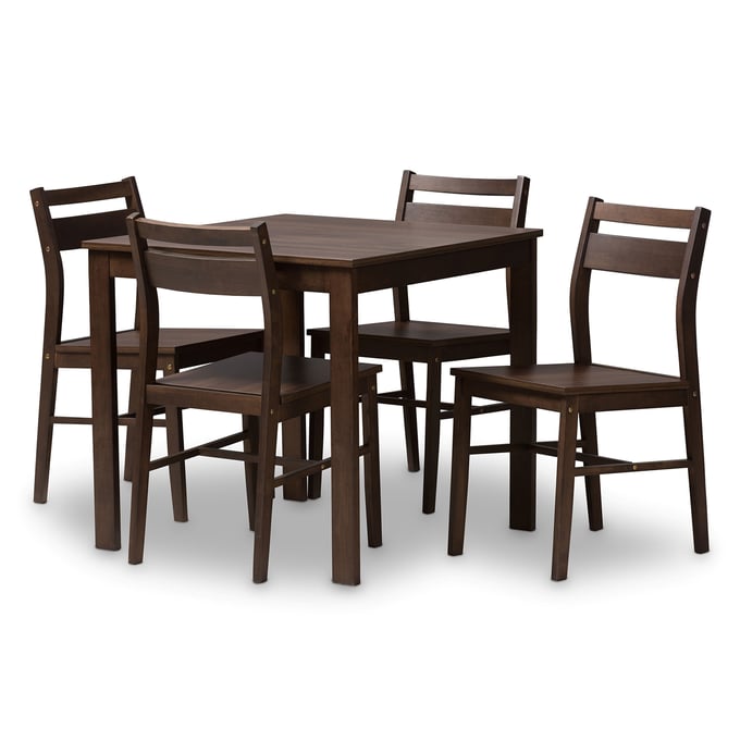 Baxton Studio Lovy Espresso Brown Wood 5pc Dining Set BAX-LOVY-DINING-SET