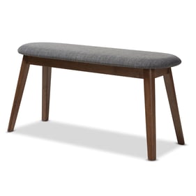 Baxton Studio Easton Modern Dark Grey Fabric Walnut Wood Bench