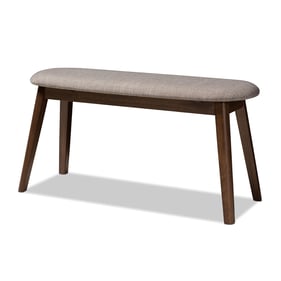 Baxton Studio Easton Modern Light Grey Fabric Walnut Wood Bench