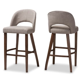 2 Baxton Studio Melrose Modern Light Grey Fabric Upholstered Bar Stools