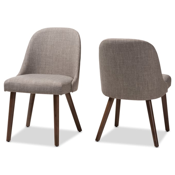 2 Baxton Studio Cody Light Grey Fabric Upholstered Dining Chairs BAX-CODY-LIGHT-GREY-DC