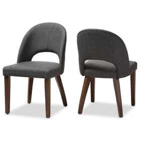 2 Baxton Studio Wesley Dark Grey Fabric Upholstered Dining Chairs