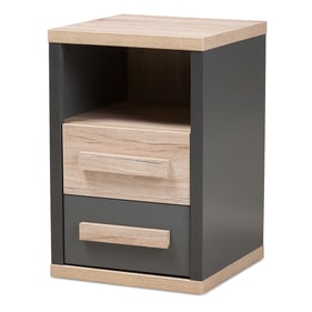 Baxton Studio Pandora Light Brown Grey 2 Drawers Night Stand