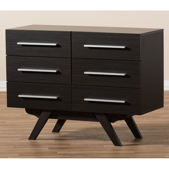 Baxton Studio Auburn Dark Brown 6 Drawers Dresser The Classy Home