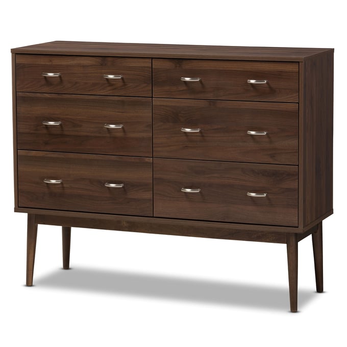 Baxton Studio Disa Modern Brown Wood 6 Drawers Dresser BAX-DC-6311-00-BROWN-CHEST