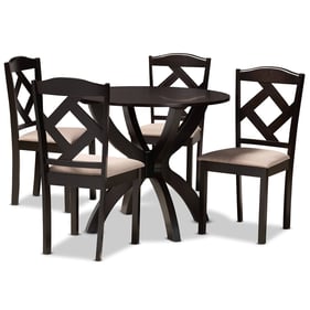 Baxton Studio Quinlan Sand Dark Brown 5pc Dining Room Set