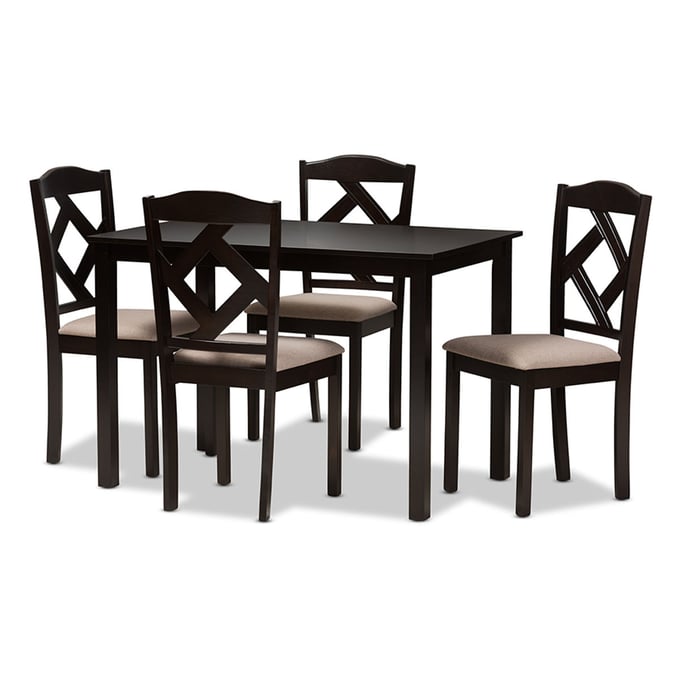 Baxton Studio Ruth Fabric Upholstered 5pc Dining Sets BAX-RH133C-Dining-Set-VAR