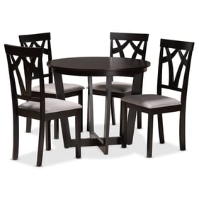 Baxton Studio Telma Grey Fabric Dark Brown Wood 5pc Dining Set