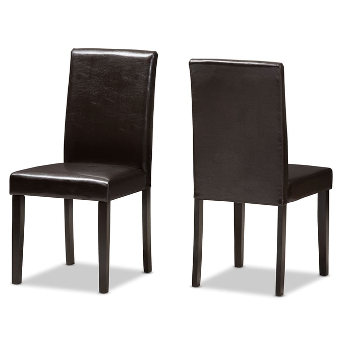 2 Baxton Studio Mia Dark Brown Faux Leather Upholstered Dining Chairs BAX-RH5992C-DARK-BROWN-DC