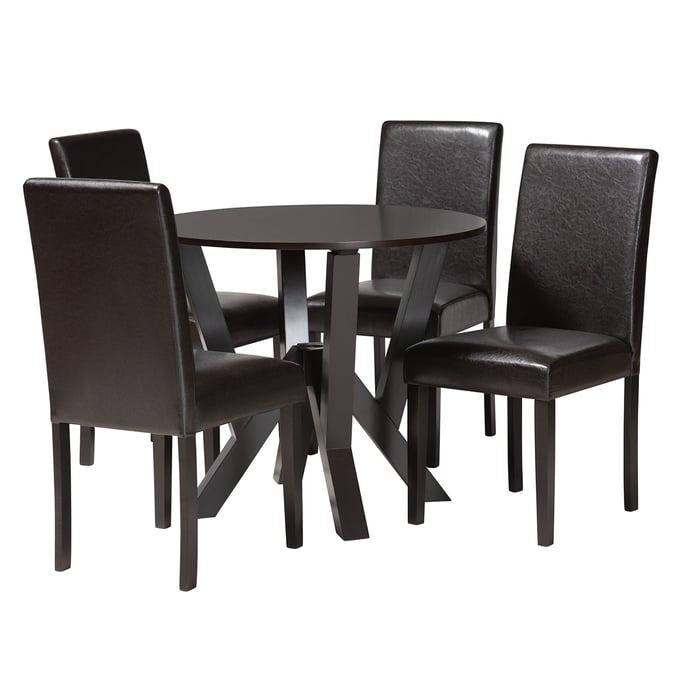 Baxton Studio Rosi Espresso 5pc Dining Set The Classy Home