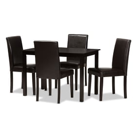 Baxton Studio Mia Dark Brown Faux Leather Upholstered 5pc Dining Set