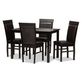 Baxton Studio Thea Dark Brown Faux Leather Upholstered 5pc Dining Set