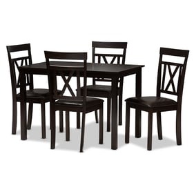 Baxton Studio Rosie Dark Brown Faux Leather Upholstered 5pc Dining Set