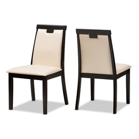 2 Baxton Studio Evelyn Beige Faux Leather Upholstered Dining Chairs