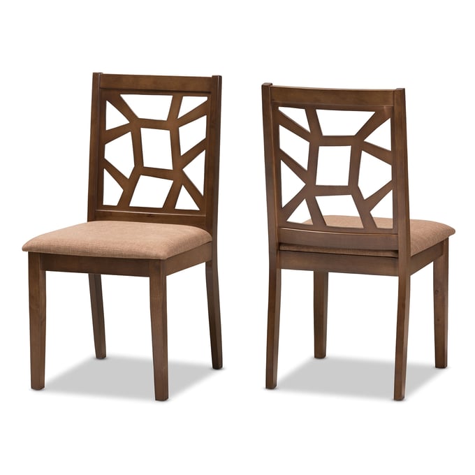 2 Abilene Light Brown Fabric Upholstered Dining Chairs BAX-RH3010C-WL-LBR-DC