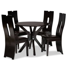 Baxton Studio Cian Dark Brown Espresso 5pc Dining Room Set