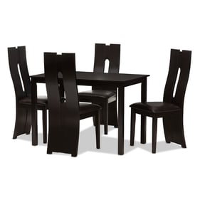 Baxton Studio Alani Dark Brown Faux Leather Upholstered 5pc Dining Set