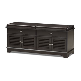 Baxton Studio Leo Dark Brown Wood 2 Drawers Shoe Storage Bench