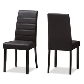 2 Baxton Studio Lorelle Dark Brown Faux Leather Upholstered Dining Chairs