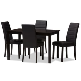 Baxton Studio Lorelle Dark Brown Faux Leather Upholstered 5pc Dining Set