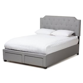 Baxton Studio Aubrianne Grey Fabric Upholstered Storage Queen Bed