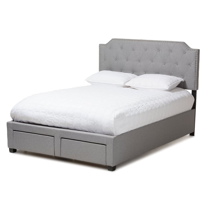 Baxton Studio Aubrianne Grey Fabric Upholstered Storage Queen Bed BAX-WA8024-GRAY-QUEEN