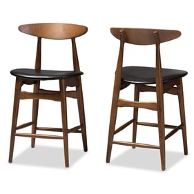 2 Baxton Studio Flora Black Faux Leather Upholstered Counter Stools