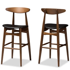 2 Baxton Studio Flora Black Faux Leather Upholstered Bar Stools