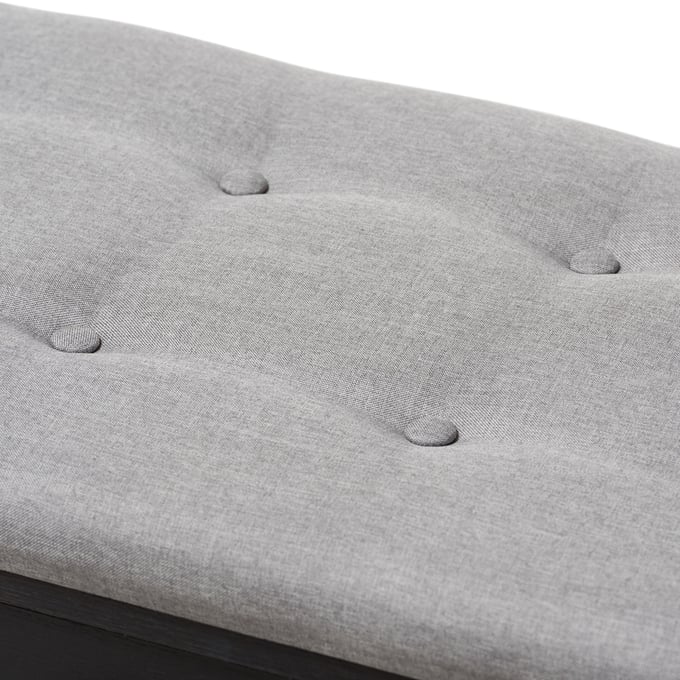 Baxton studio espresso finished grey fabric on sale upholstered entryway bench