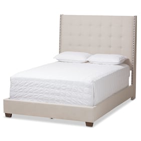 Baxton Studio Georgette Light Beige Fabric Upholstered King Bed