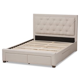 Baxton Studio Aurelie Light Beige Fabric Upholstered Storage Queen Bed