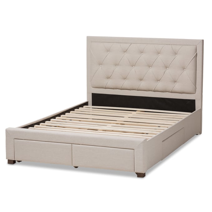 Baxton Studio Aurelie Light Beige Fabric Upholstered Storage Queen Bed BAX-CF8622-D-LIGHT-BEIGE-QUEEN