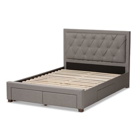 Baxton Studio Aurelie Light Grey Fabric Upholstered Storage Queen Bed