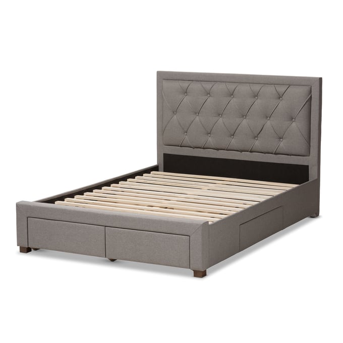 Baxton Studio Aurelie Light Grey Fabric Upholstered Storage Queen Bed BAX-CF8622-D-LIGHT-GREY-QUEEN