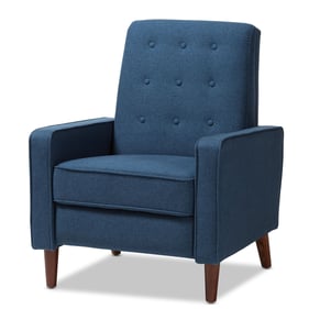 Baxton Studio Mathias Blue Fabric Upholstered Lounge Chair