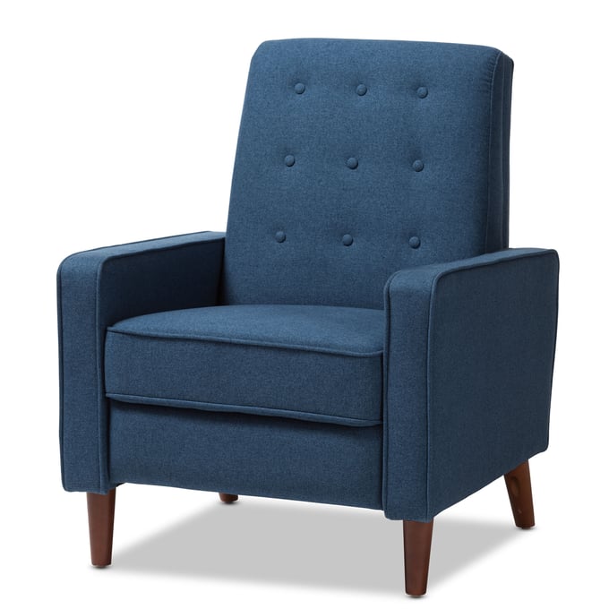 Baxton Studio Mathias Blue Fabric Upholstered Lounge Chair BAX-1705-BLUE