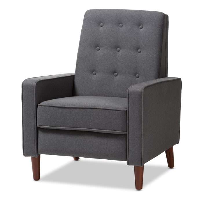 Baxton Studio Mathias Grey Fabric Upholstered Lounge Chair BAX-1705-GRAY