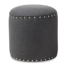 Baxton Studio Rosine Grey Fabric Upholstered Nailhead Ottoman