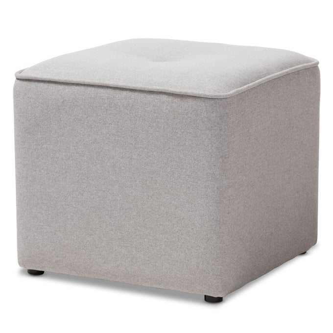 Baxton Studio Corinne Light Grey Fabric Upholstered Ottoman BAX-1709-LIGHT-GRAY