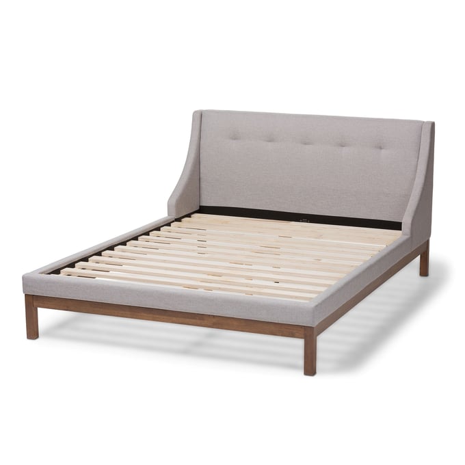 Baxton Studio Louvain Greyish Beige Fabric Upholstered Full Platform Bed BAX-BBT6696-GREYISH-BEIGE-FULL