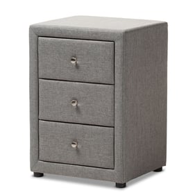 Baxton Studio Tessa Grey Fabric Upholstered 3 Drawers Night Stand