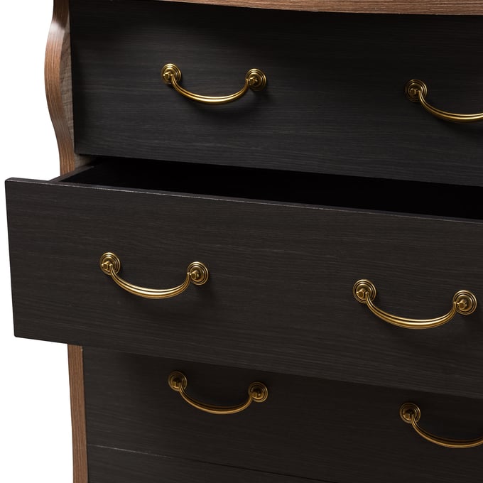 Baxton Studio Romilly Black Wood 5 Drawers Chest The Classy Home