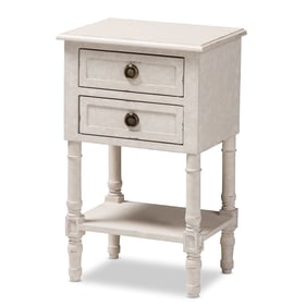 Baxton Studio Lenore Whitewash 2 Drawers Night Stand