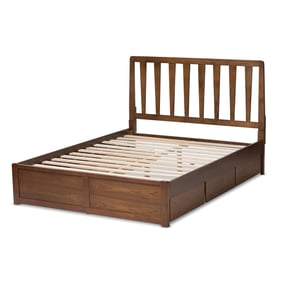 Baxton Studio Raurey Walnut Brown Wood Storage King Platform Bed