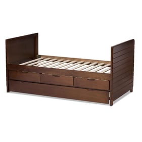 Baxton Studio Linna Walnut Brown Wood Daybed with Trundle